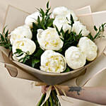 Elegant 10 White Peonies Bouquet