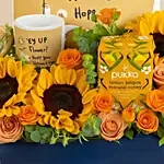 Get Well Soon Floral & Comfort Hamper with Mug N Cushion