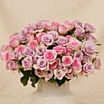 Lush Pink & Purple Spray Rose Ceramic Vase