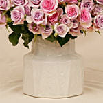 Lush Pink & Purple Spray Rose Ceramic Vase