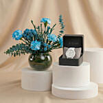 Azure Floral Harmony & Titan Edge Ceramic Watch Set