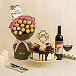 Birthday Celebration - Roses Rochers Cake and Wine