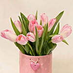Pink Tulips In Premium Ceramic Vase