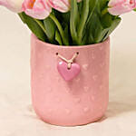 Pink Tulips In Premium Ceramic Vase