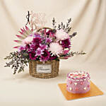 Mothers Day Flowers Basket & Cake