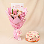 Moms Love Lily Hand Bouquet with Cake