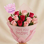 Mothers Love Rose Hand Bouquet with Cake