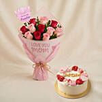 Mothers Love Rose Hand Bouquet with Cake