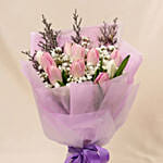 Elegant Tulips Bouquet with Cake for Mom