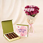 Elegant Dual Chrysanthemum Bouquet with Chocolate for Mom