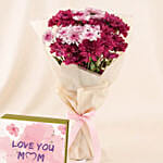 Elegant Dual Chrysanthemum Bouquet with Chocolate for Mom
