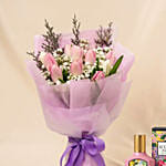 Elegant Tulips Bouquet and Perfume for Mom