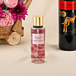 Flowers Cart Wine and Victoria Secret Mist