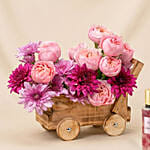 Flowers Cart Wine and Victoria Secret Mist