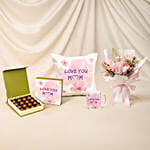 Love You Mom Gift Set with Preserve Flowers Bouquet