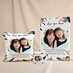 Love You Mom Personalised Canvas Frame Cushion & Mug