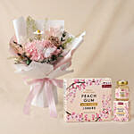 Preserved Hydrangea Bouquet with Birdnest Peach Gum