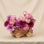 Flowers Arrangement in Wooden Cart