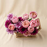 Flowers Arrangement in Wooden Cart