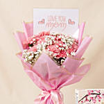 Love You Mom Carnations with  Bird Nest Peach Gum