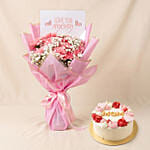 Mothers Love Pink Carnations Bouquet and Cake