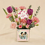 Personalised Flower Vase Arrangement for Mom