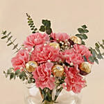 Pink Carnation & Ferrero Rocher in Fish Bowl