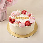 Mothers Day Carnations Basket with Cake