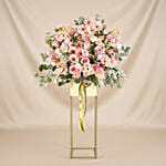 Blooming Pink Flowers Tripod Stand