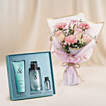 Mother Day Pink Flowers with Perfume set