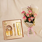 Mother Day Pink Roses Bouquet with Perfume set