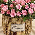 Pink Spray Rose in Small Basket