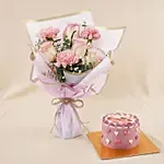 Mother Day Pink Flowers & Bento cake Bundle