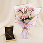 Pink Flower Bouquet with Gold Diamond Heart Pendant By Kooheji Jewelry
