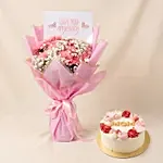 Mothers Love Pink Carnations Bouquet N Cake Combos