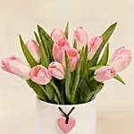 Pink Tulips In Premium Ceramic Vase