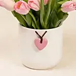 Pink Tulips In Premium Ceramic Vase