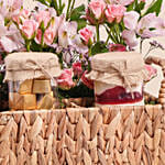 Cake Chocolates And Flowers Basket