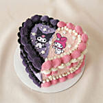Kuromi & My Melody Theme Heart Shape Cake