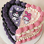 Kuromi & My Melody Theme Heart Shape Cake