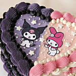 Kuromi & My Melody Theme Heart Shape Cake