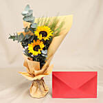 Bright Sunflower Bouquet with Greeting Card