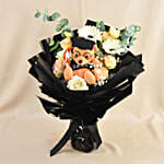 Graduation Hand Bouquet – Elegant Blooms with Plush Teddy