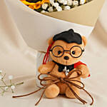 Sunflower Graduation Bouquet with Cute Teddy