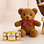 Adorable Love Gift Combo Arrangement with Ferrero Rocher Chocolate Cake