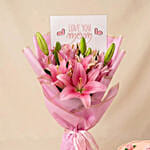 Moms Love Lily Bouquet with Cake