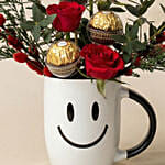 Sweet Smiles & Roses Chocolate Mug Arrangement