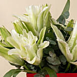 Radiant White Lily & Red Love Box Arrangement