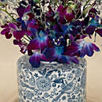 Majestic Blue & Purple Orchid Ceramic Vase Arrangement