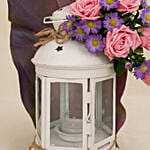 Radiant Floral Lantern & Monstera Arrangement